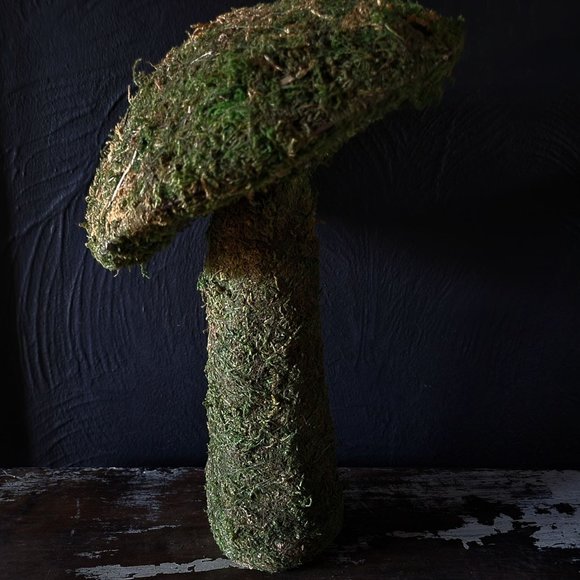 Large Faux Mushroom Covered in Moss, Fake Mushroom - Picture 2 of 3
